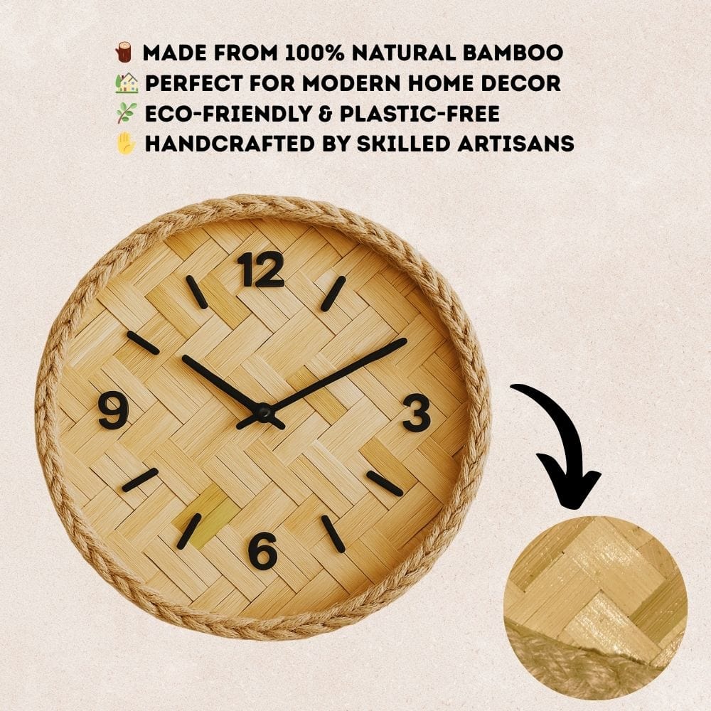 New Design Handcrafted Bamboo Wall Clock