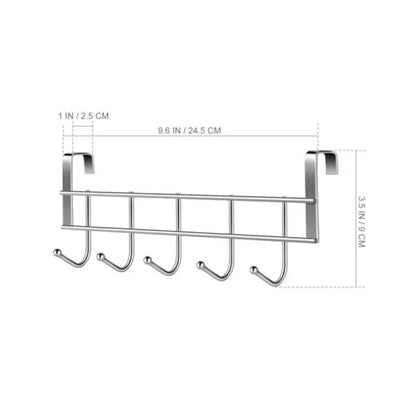 5 Hook Stainless Steel Over the Shelf Hanger