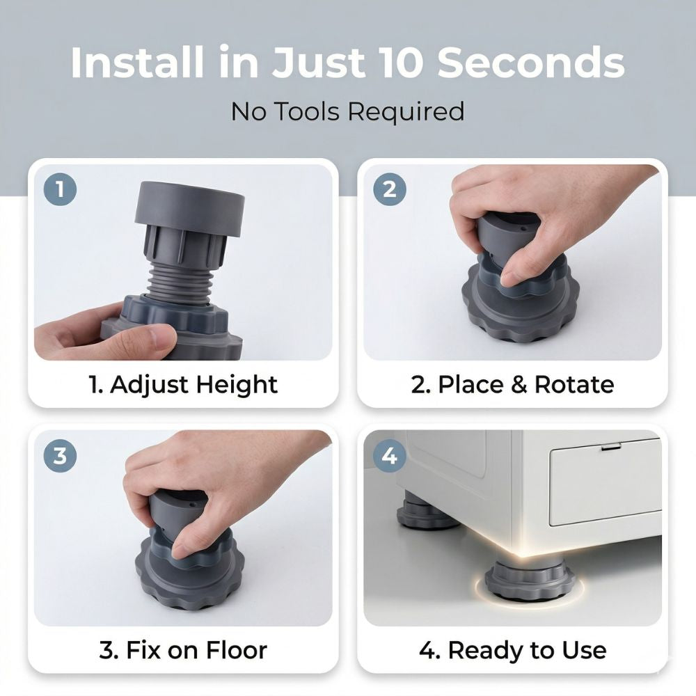 Washing Machine Adjustable Height Footpads (Pack Of 4)