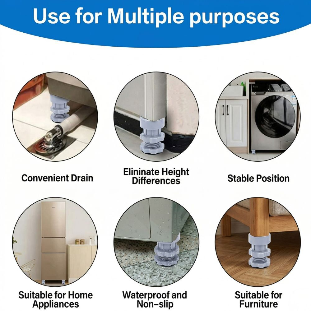 Washing Machine Adjustable Height Footpads (Pack Of 4)