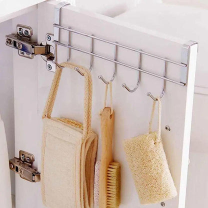 5 Hook Stainless Steel Over the Shelf Hanger