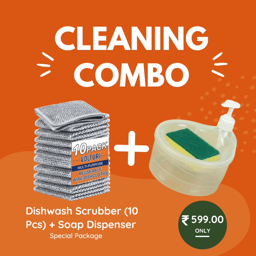 Dishwash Combo (Steel Scrubber + Soap Dispenser)