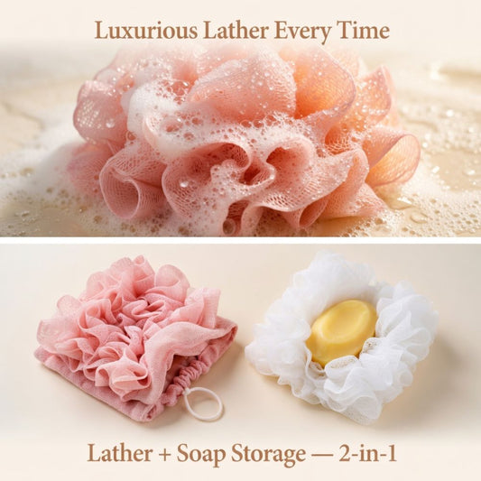 LatherBloom 2 In 1 Bath Spoung Loofah (Pack Of 2)