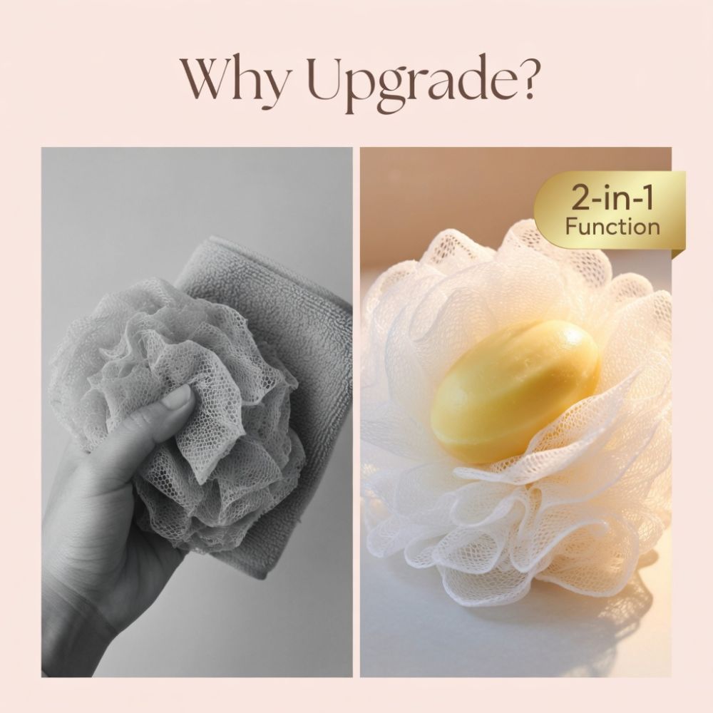 LatherBloom 2 In 1 Bath Spoung Loofah (Pack Of 2)