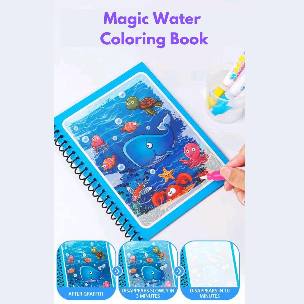 Reusable Magic Coloring Water Book (Pack Of 4 Books + 4 Pens)