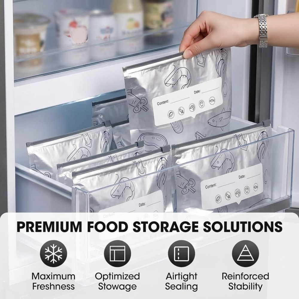 FreshVault™ Aluminium Foil Storage Bags | Airtight Zipper | 20 PCS Pack