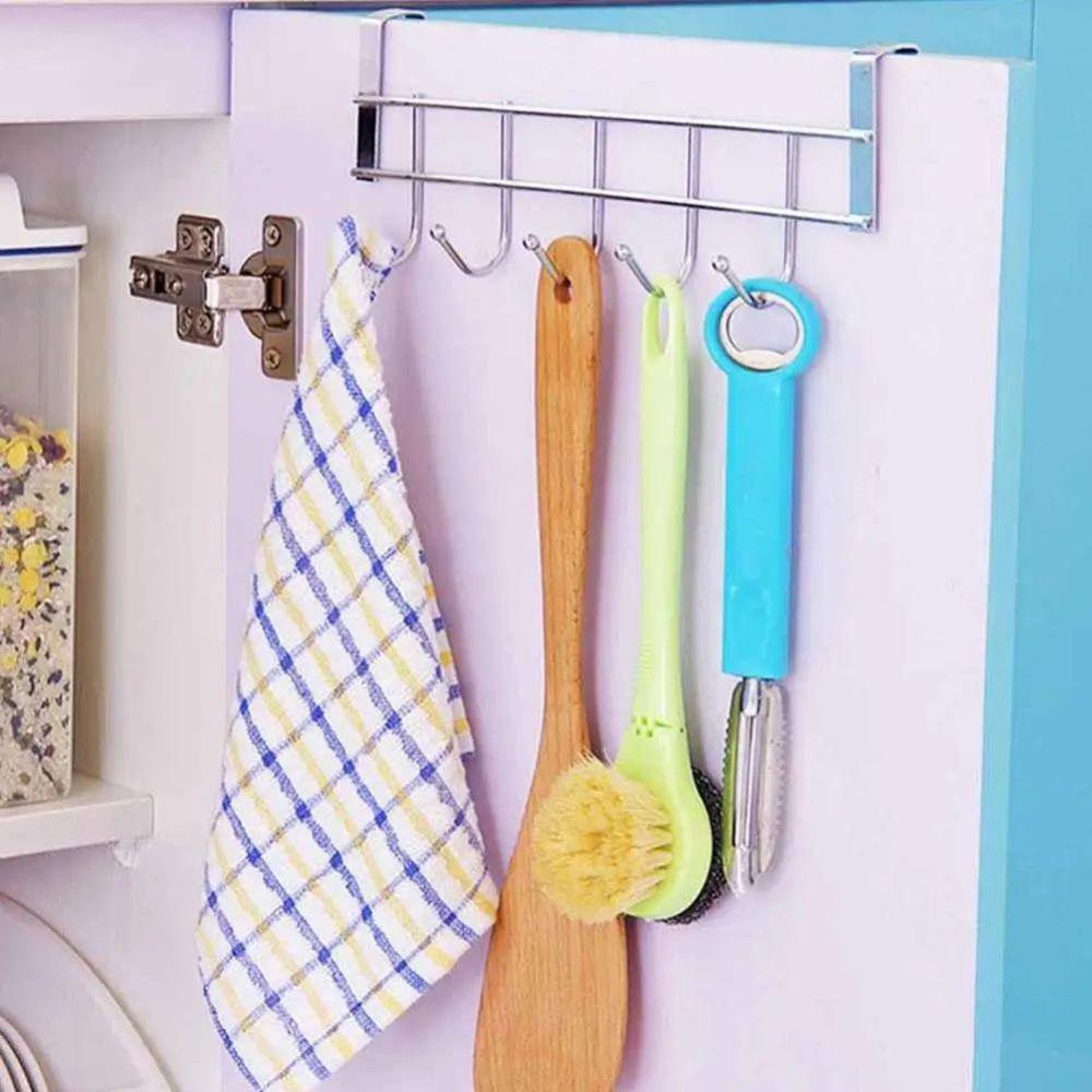 5 Hook Stainless Steel Over the Shelf Hanger