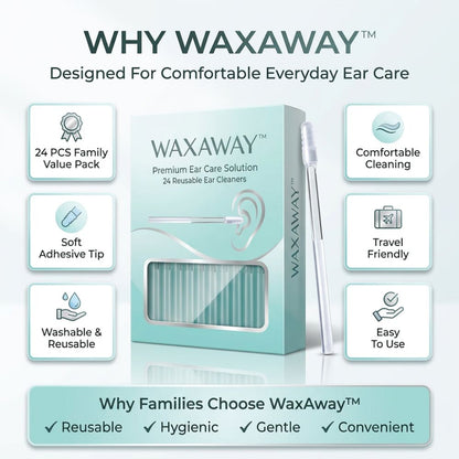 WaxAway 24 Pcs Silicone ReUsable Ear Cleaner 1 Set