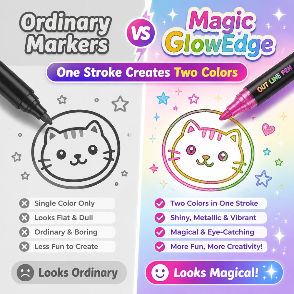 Magic GlowEdge Marker Pen (12 Pens Set)