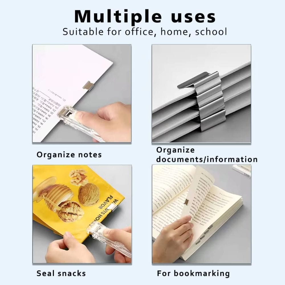 Reusable Punching Paper Binding Kit (2 Dispenser + 16 Reusable Clips)