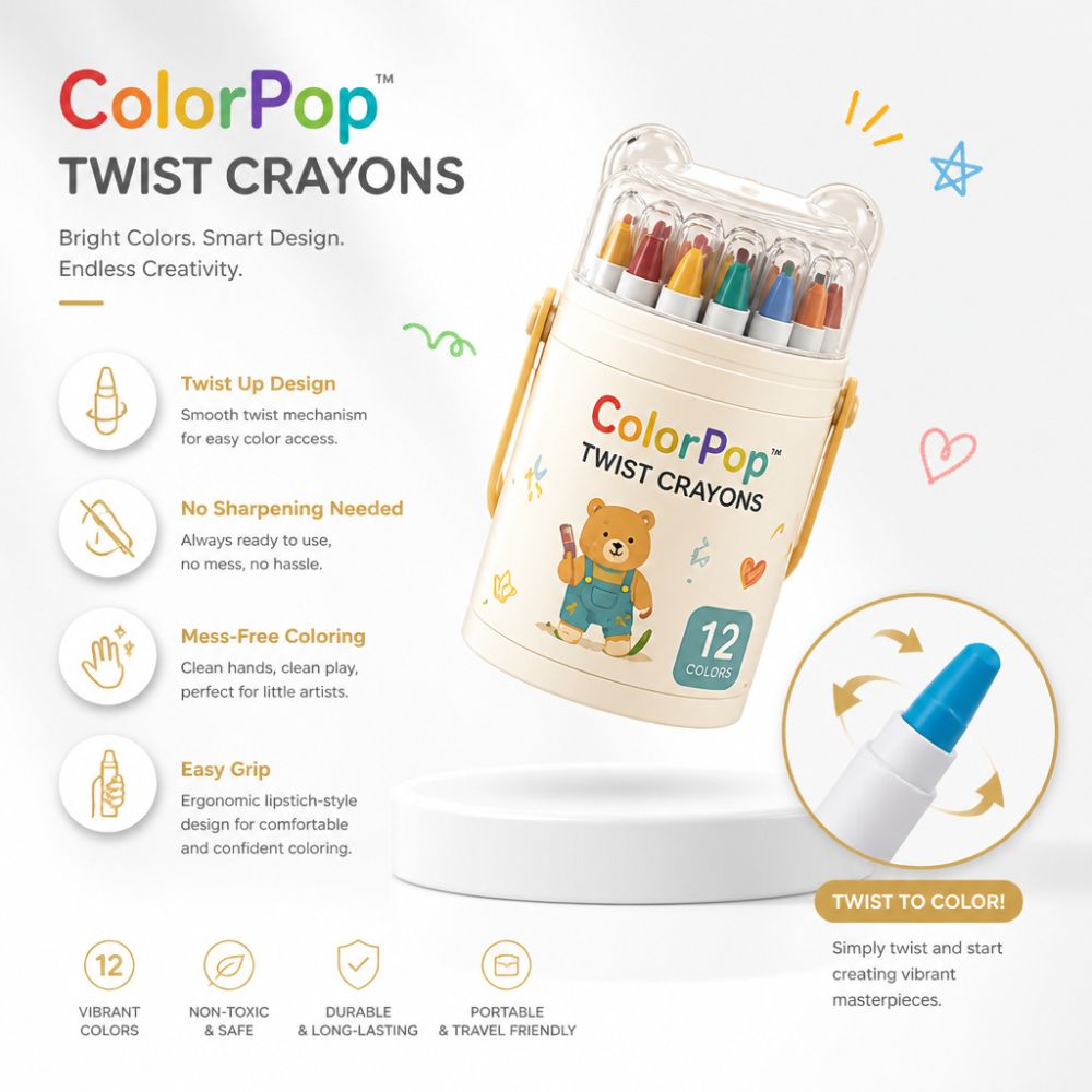 ColorPop™ Twist Crayons (12 Pcs)