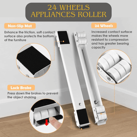 24 Wheel Heavy Duty Appliances Roller ( Holds Upto 500kg) Pack of 2