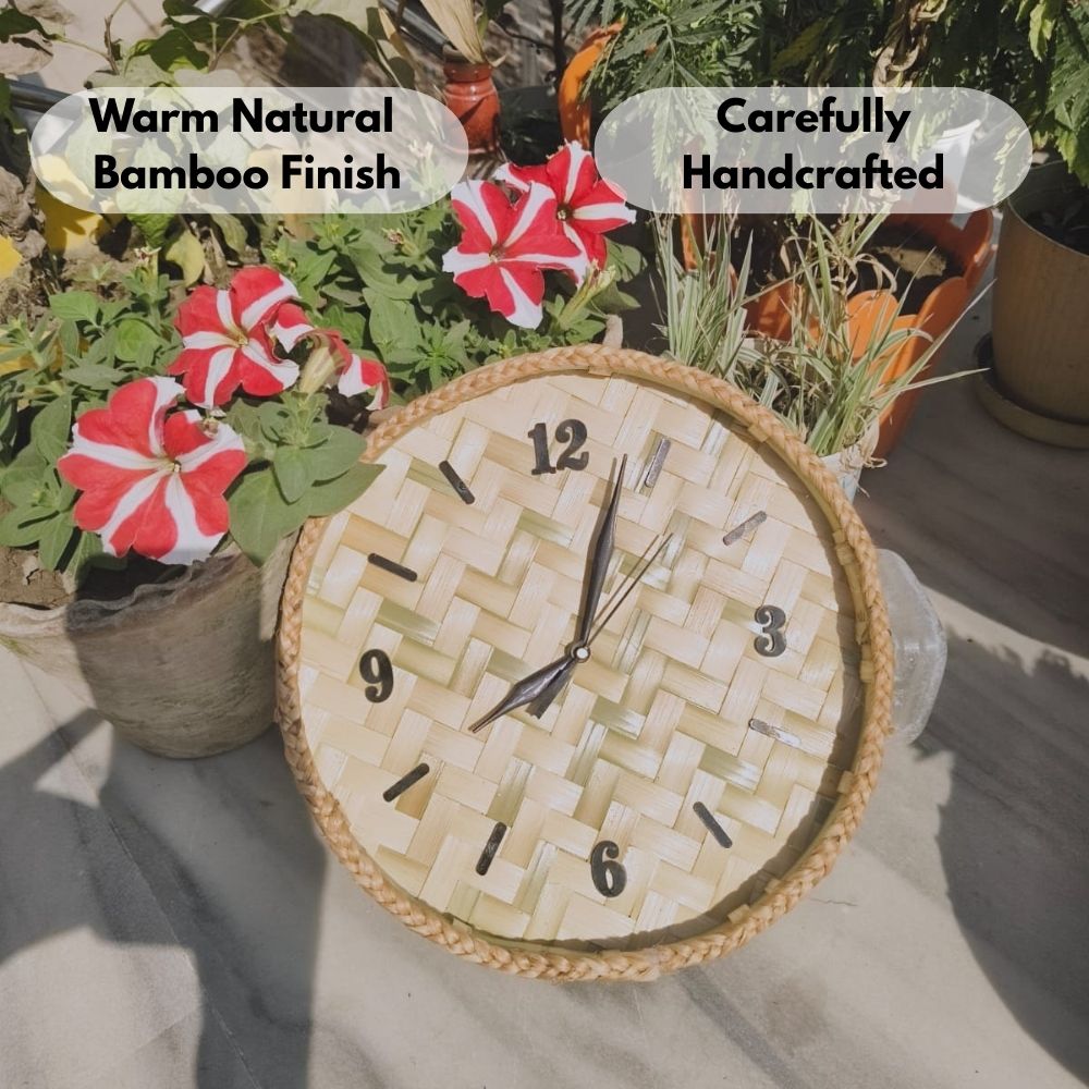 Handcrafted Bamboo Wall Clock