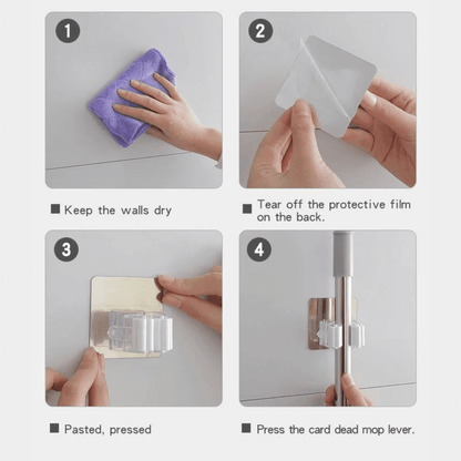 No Drill Broom Mop Holder (Pack Of 6)