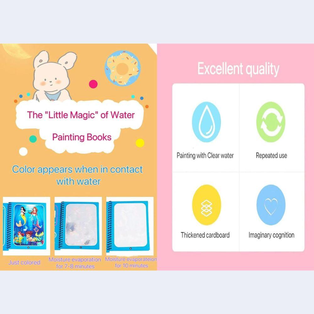 Reusable Magic Coloring Water Book (Pack Of 4 Books + 4 Pens)
