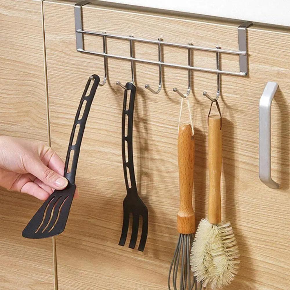 5 Hook Stainless Steel Over the Shelf Hanger