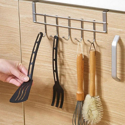 5 Hook Stainless Steel Over the Shelf Hanger