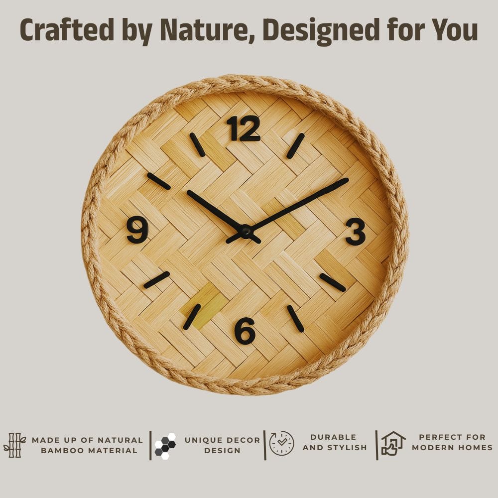 New Design Handcrafted Bamboo Wall Clock