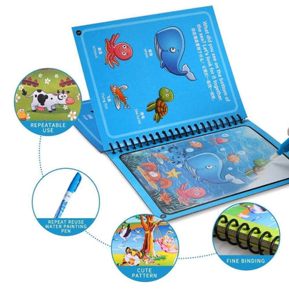 Reusable Magic Coloring Water Book (Pack Of 4 Books + 4 Pens)