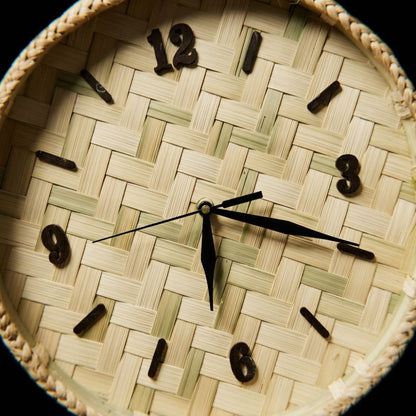 Handwoven Bamboo Wall Clock — Eco-Friendly Artisan Decor