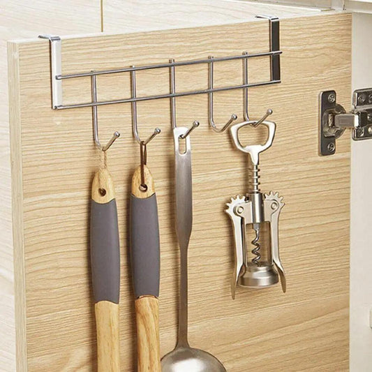 5 Hook Stainless Steel Over the Shelf Hanger