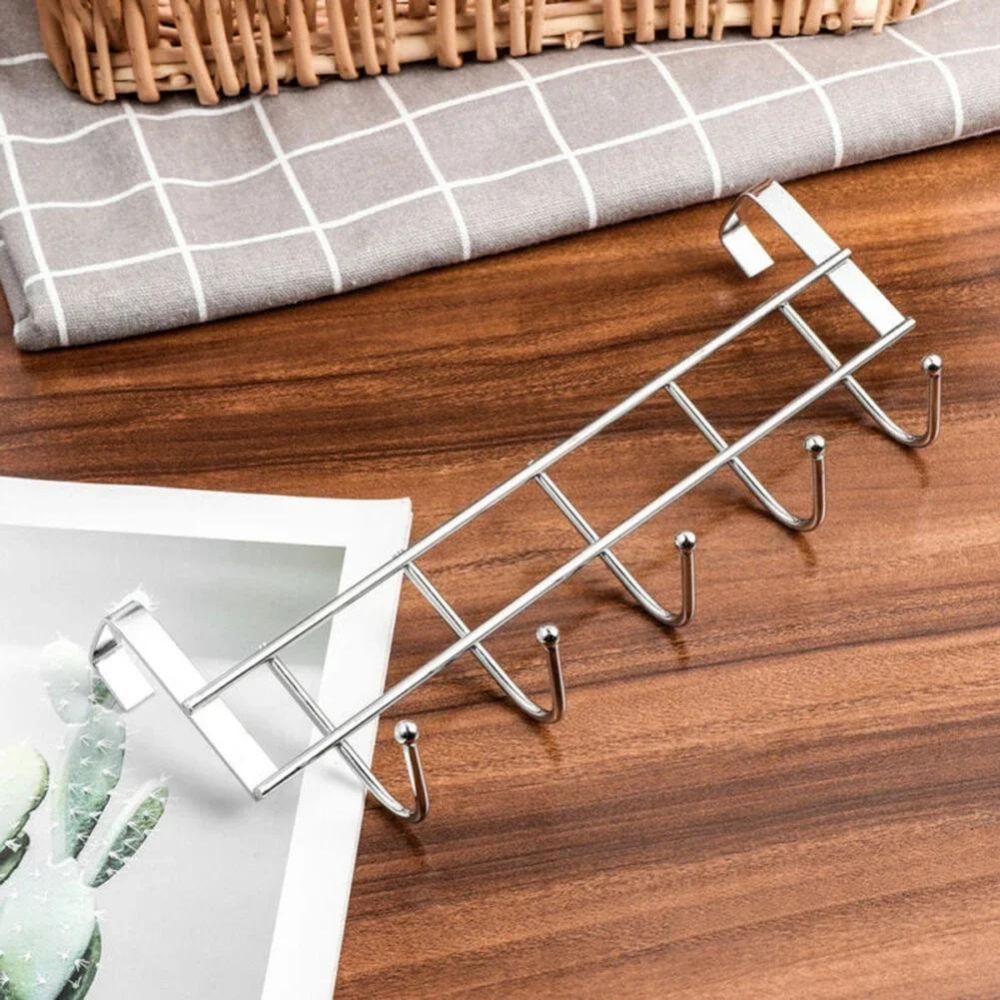 5 Hook Stainless Steel Over the Shelf Hanger