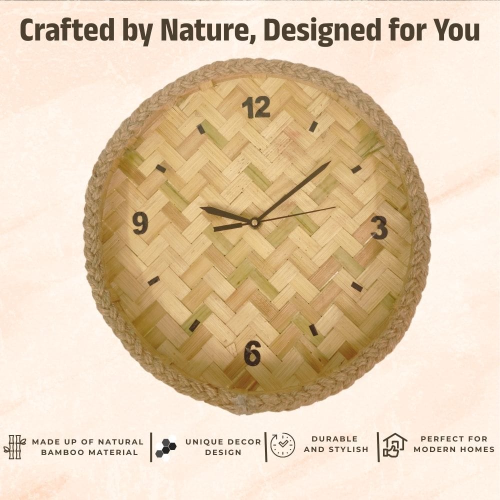 Handcrafted Bamboo Wall Clock