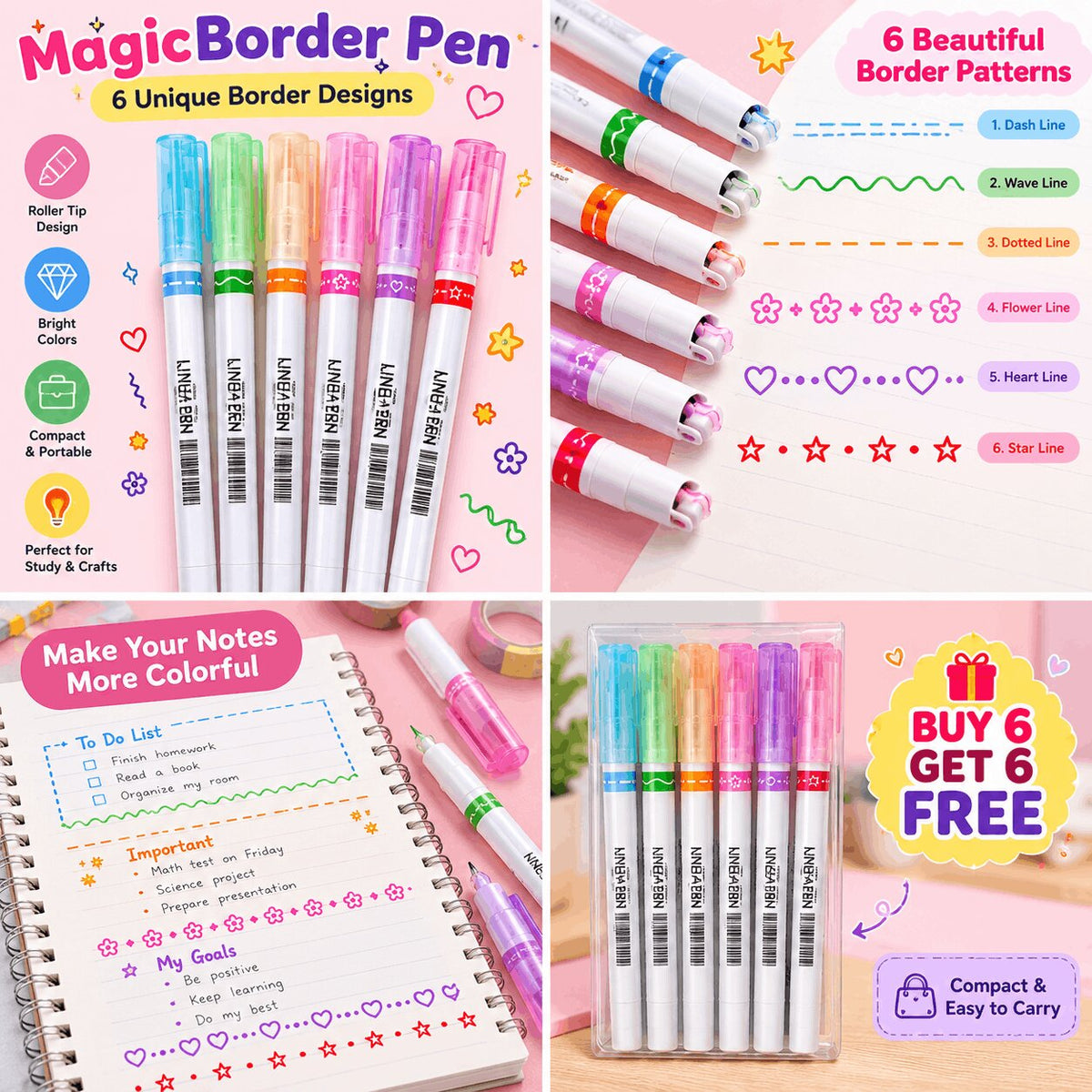 Magic Border Pen (Buy 6 Pens Get 6 Free)