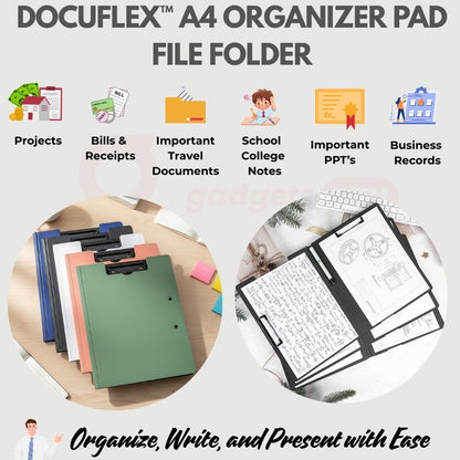 DocuFlex™ 360° A4 Organizer Pad File Folder (Dual Clip)