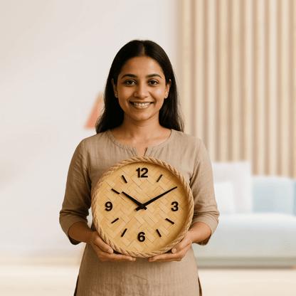 New Design Handcrafted Bamboo Wall Clock