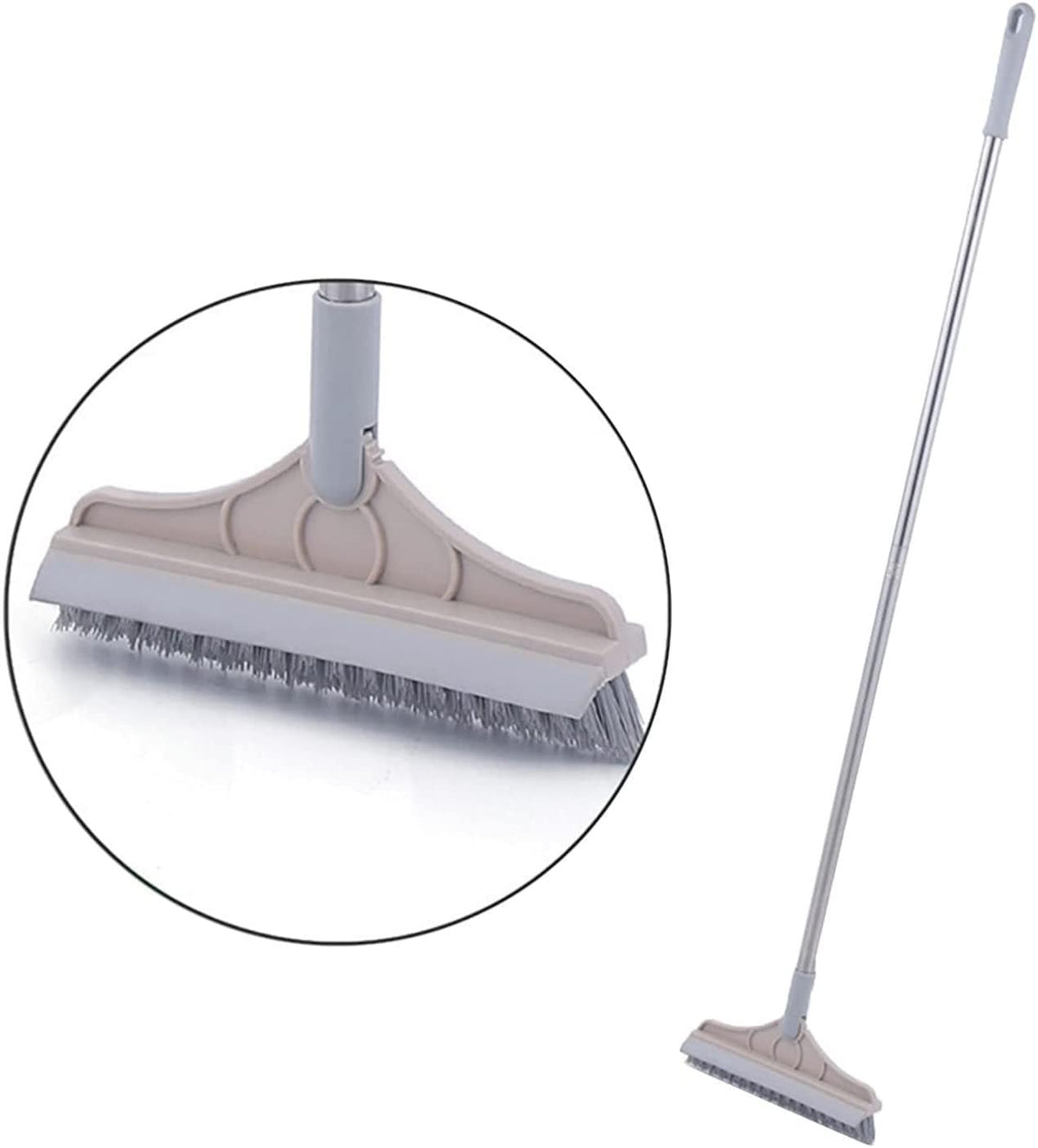 2 In 1 Long Handle Wiper Stiff Bristle Floor Brush