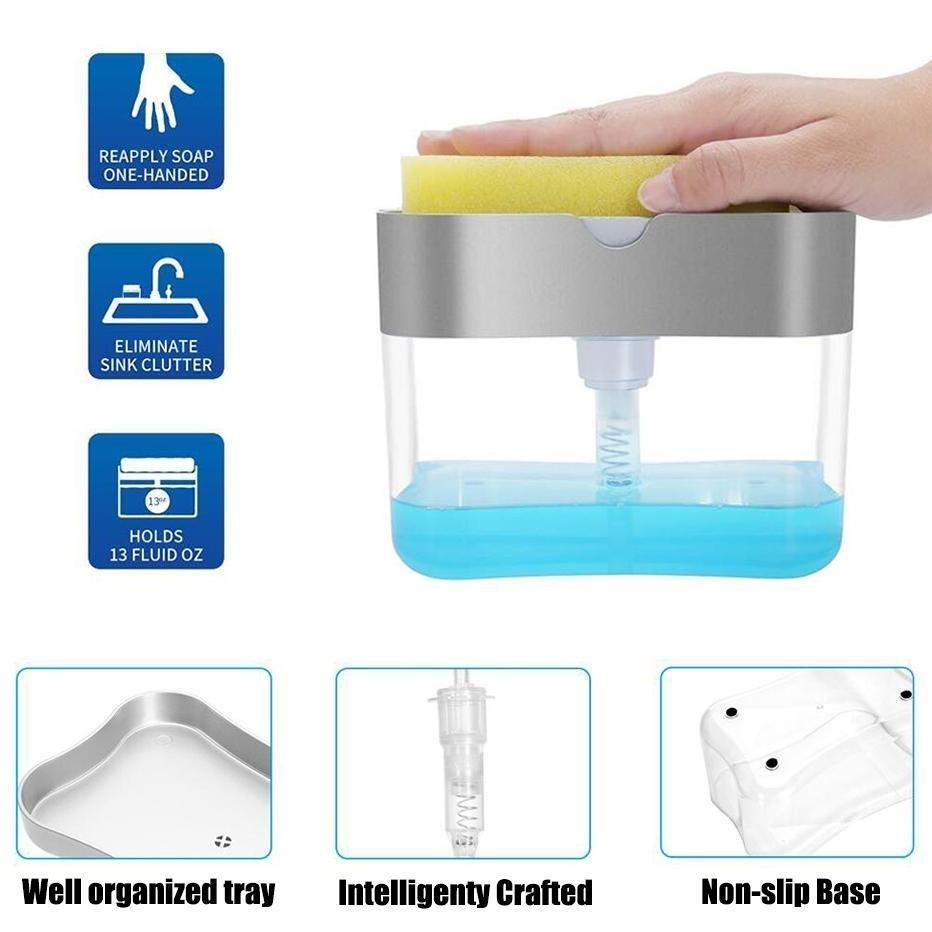 Dishwash Soap Dispenser With Free Sponge - GadgetsCay